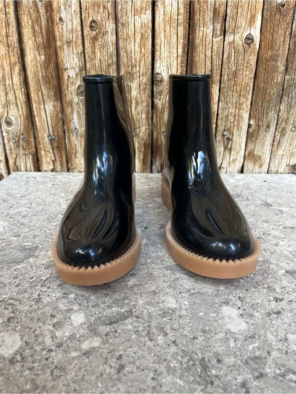 Melissa Rain Drop Black Gloss Rain Boots Waterproof Lug Sole Coturno Platform - Picture 5 of 15